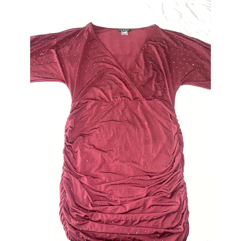 Venus Studded Burgundy Dress